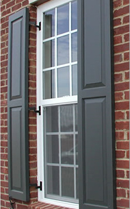 Interior and exterior custom window shutters.