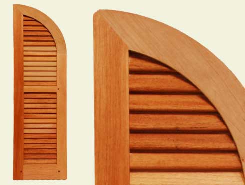 Radius top spanish cedar shutter