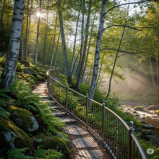 A custom fabricated decorative metal gate.