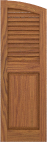 Arched   Crest  Red  Oak  Shutters