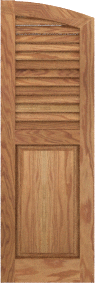 Arched   Crest  White  Oak  Shutters