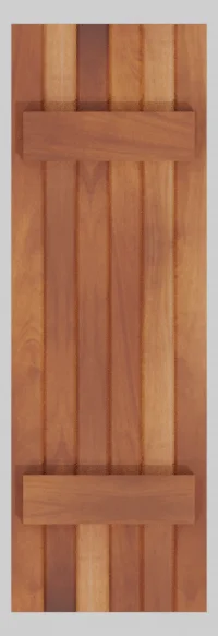Normandy board & batten shutter rendered in mahogany