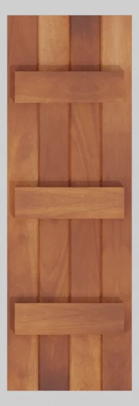 Provence board & batten shutter rendered in mahogany