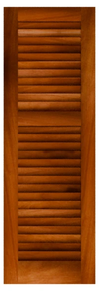 Low Country louvered shutter rendered in mahogany