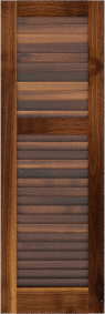 Louvered   Low  Country  Walnut  Shutters