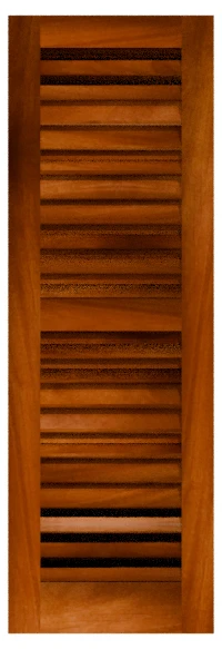 Savannah louvered shutter rendered in mahogany