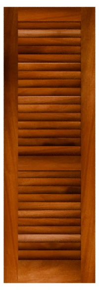 Veranda louvered shutter rendered in mahogany