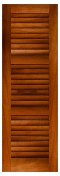 Vicksburg louvered shutter rendered in mahogany