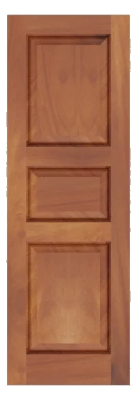 Cape raised panel shutter rendered in mahogany