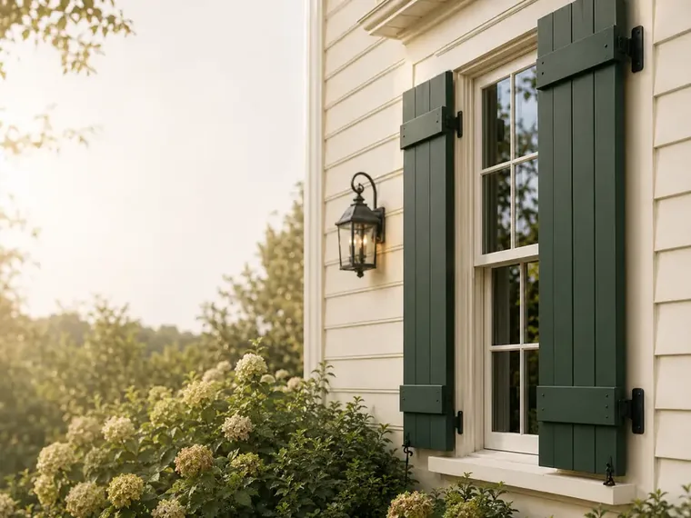 Custom solid-wood exterior shutters handcrafted by Estate Millwork