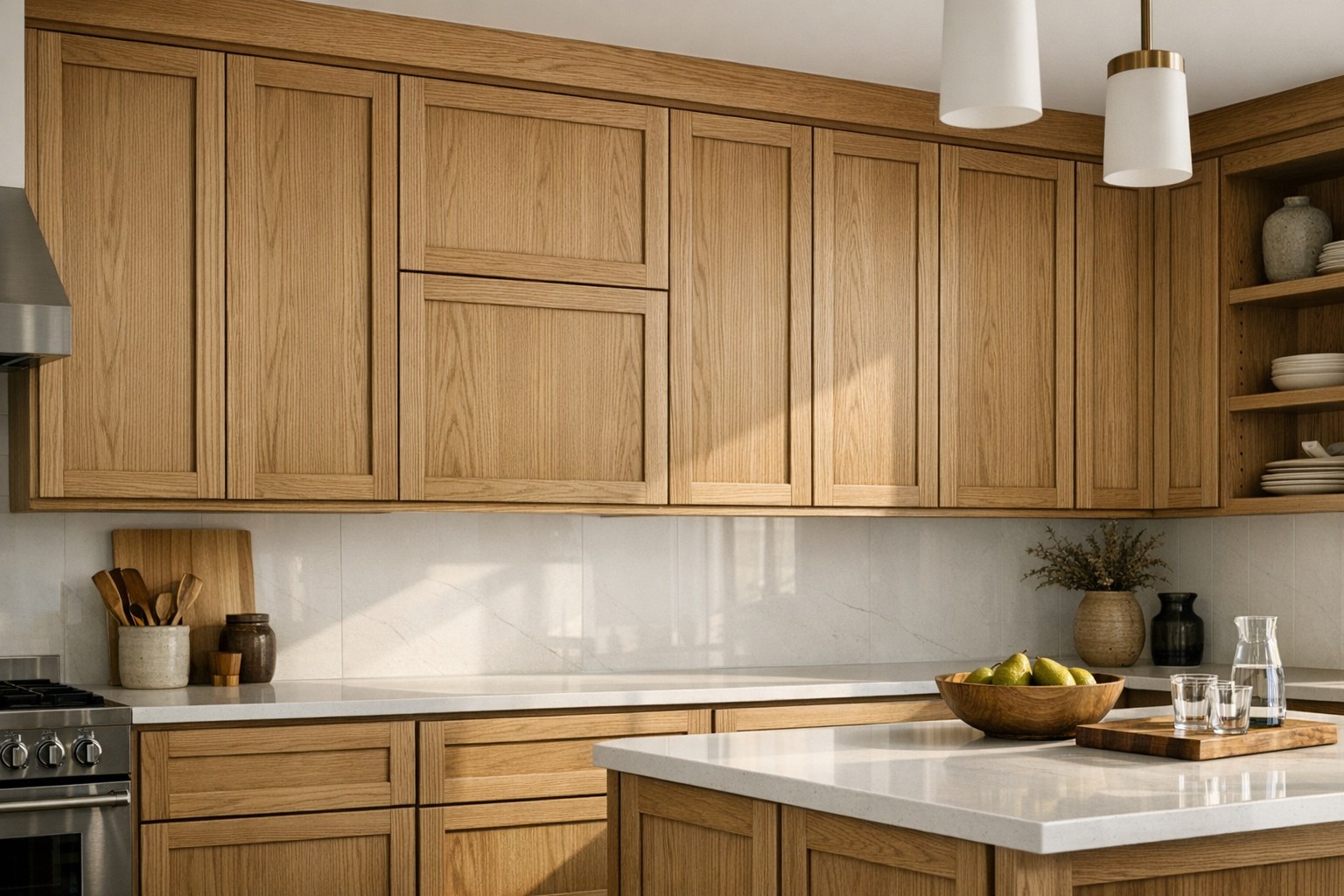 Solid Cherry flat panel drawer fronts, custom handcrafted by Estate Millwork