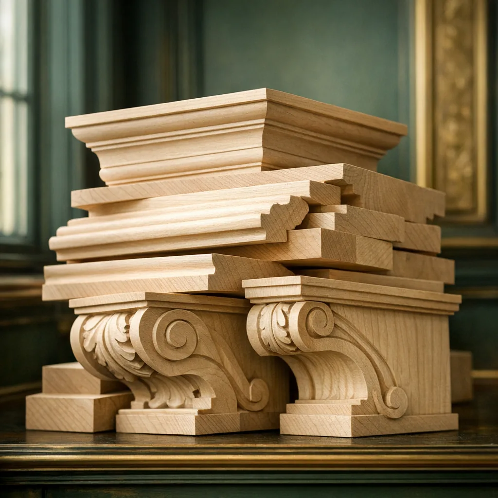 Architectural moulding and components close-up