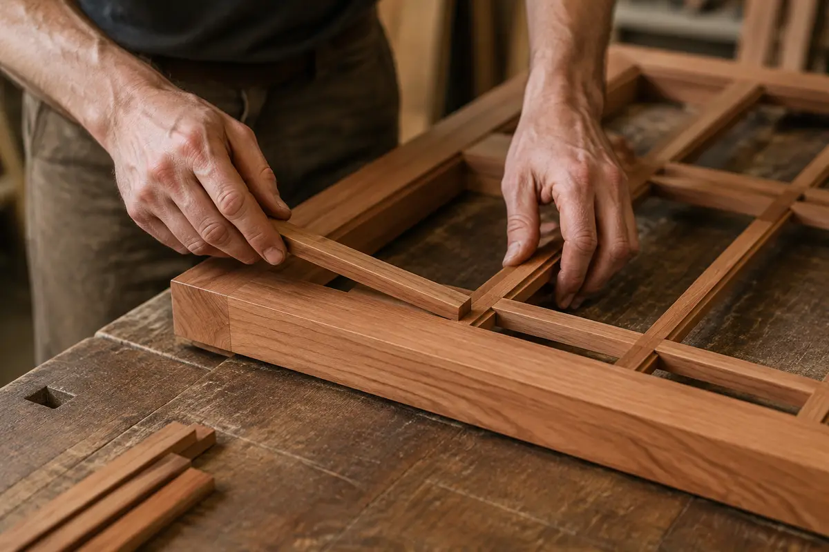 Estate Millwork craftsman — Glazing a French cherry door