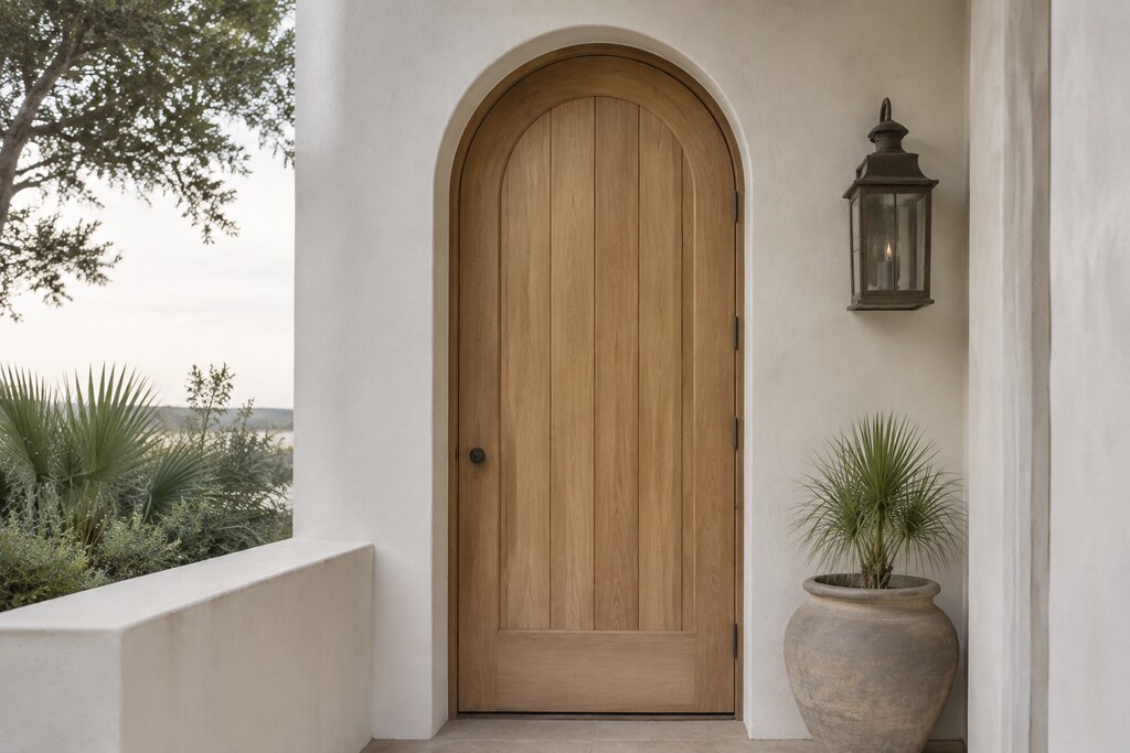Solid Cypress arched doors, custom handcrafted by Estate Millwork