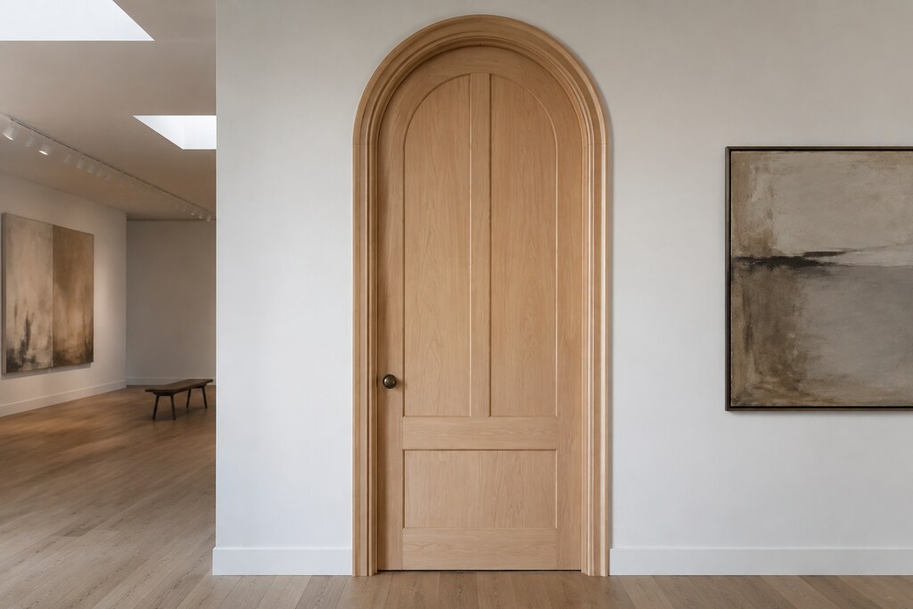 Solid Maple arched doors, custom handcrafted by Estate Millwork