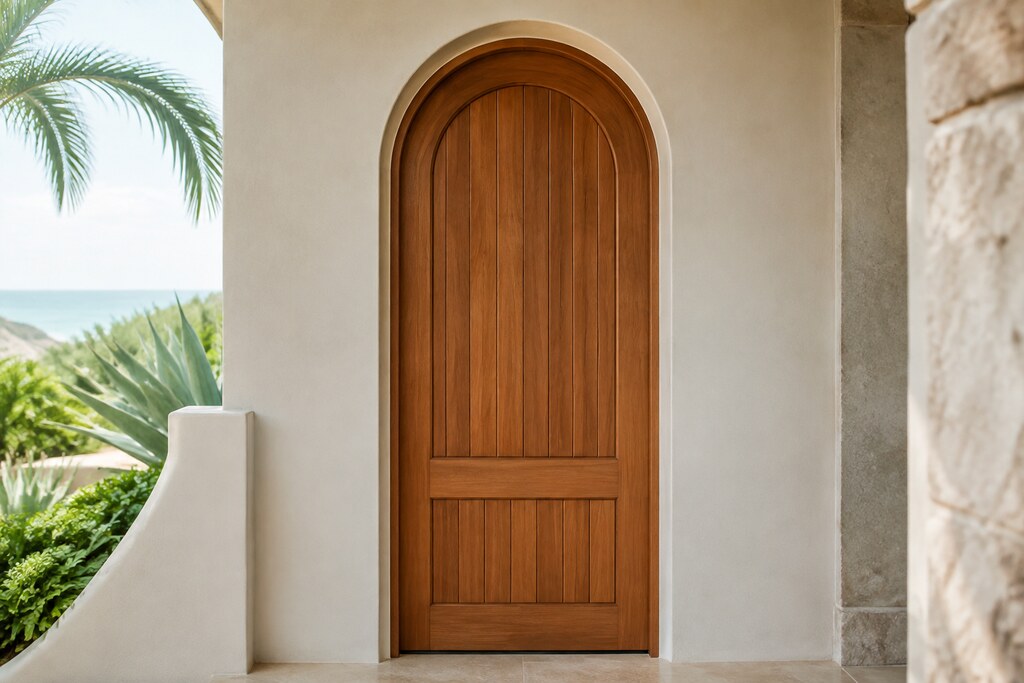 Solid Spanish Cedar arched doors, custom handcrafted by Estate Millwork