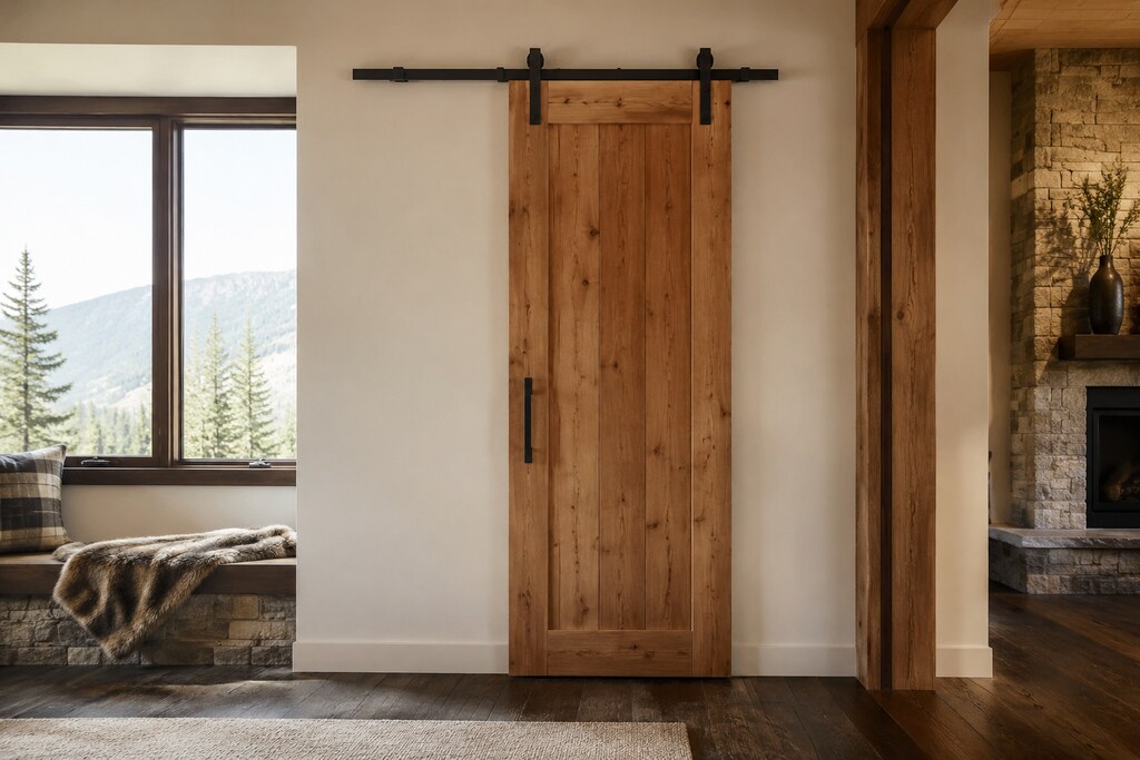 Solid Knotty Alder barn doors, custom handcrafted by Estate Millwork