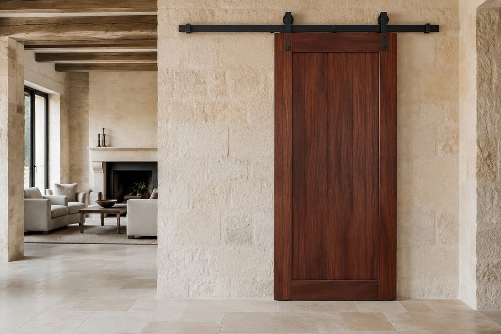Solid Mahogany barn doors, custom handcrafted by Estate Millwork