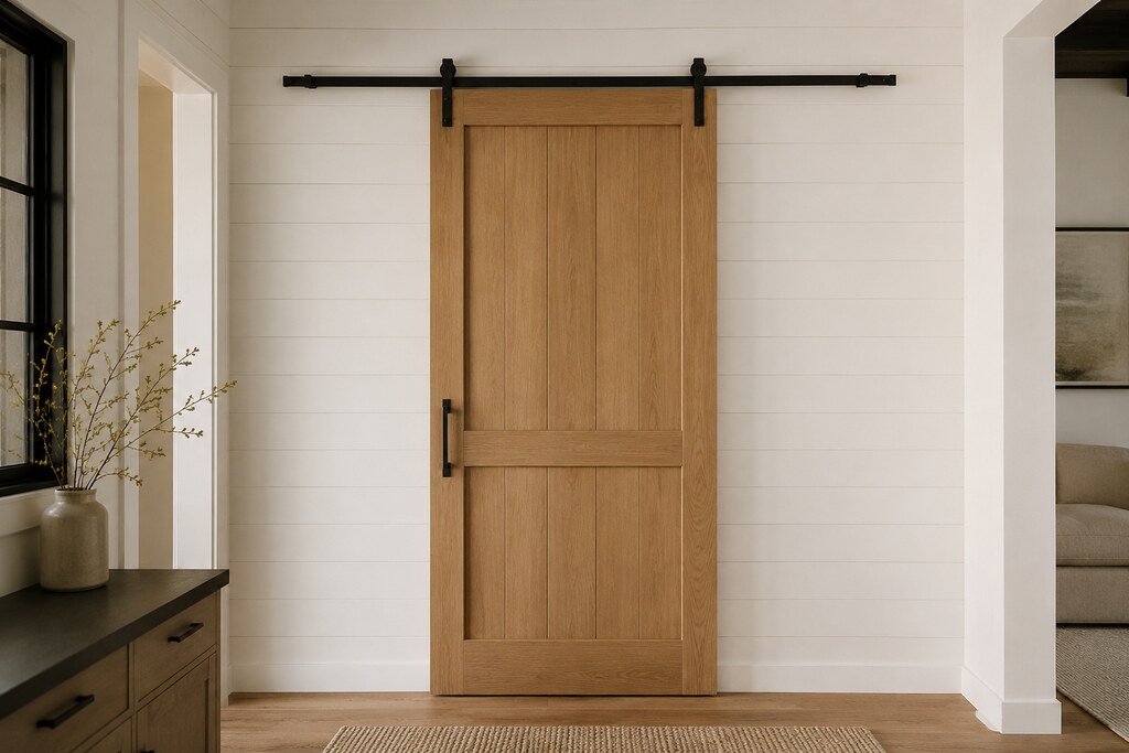 Solid Red Oak barn doors, custom handcrafted by Estate Millwork