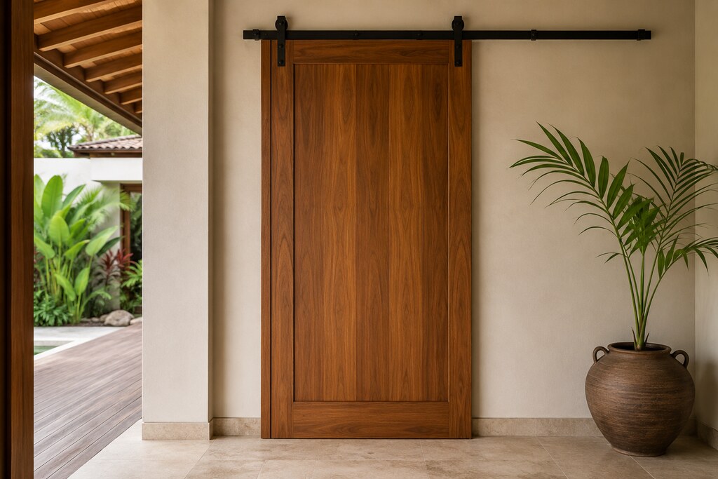 Solid Teak barn doors, custom handcrafted by Estate Millwork