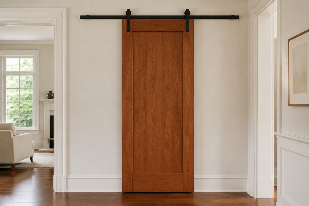 Solid Walnut barn doors, custom handcrafted by Estate Millwork