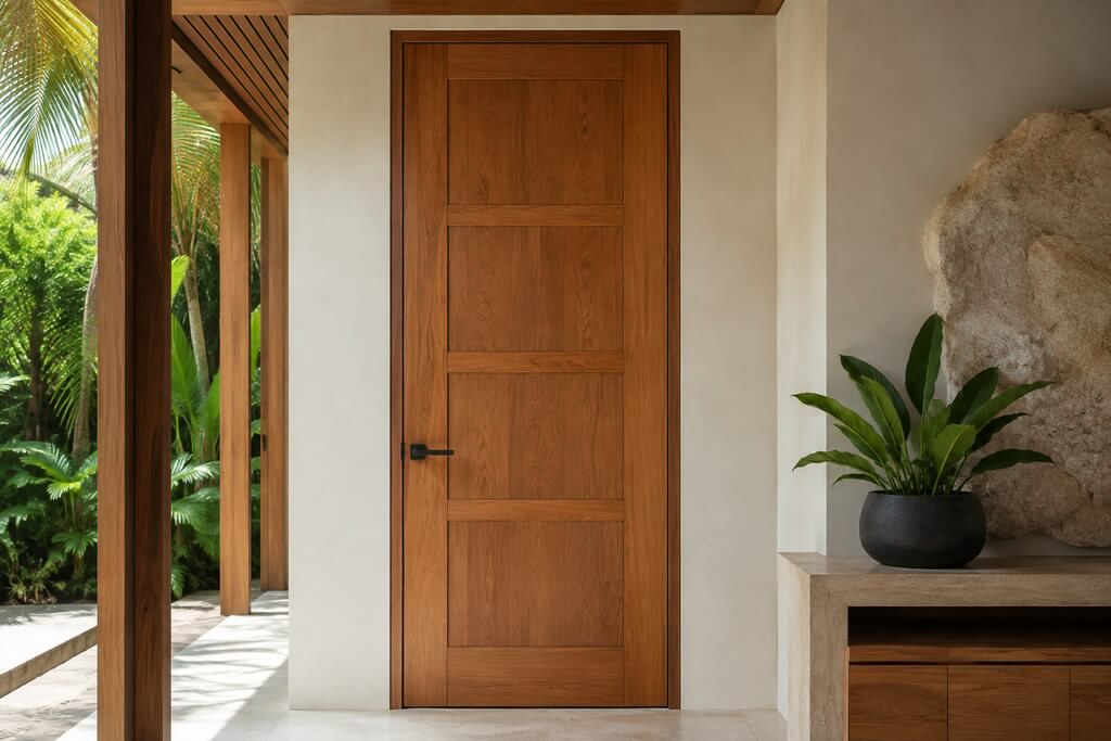 Solid Azek flat panel doors, custom handcrafted by Estate Millwork