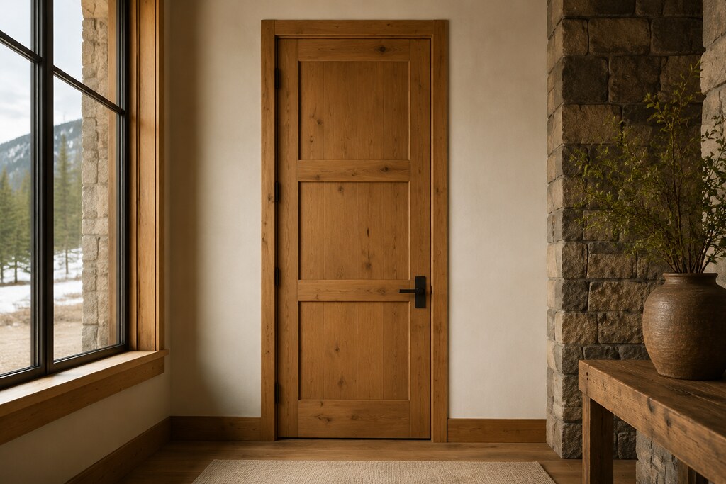Solid Knotty Alder flat panel doors, custom handcrafted by Estate Millwork