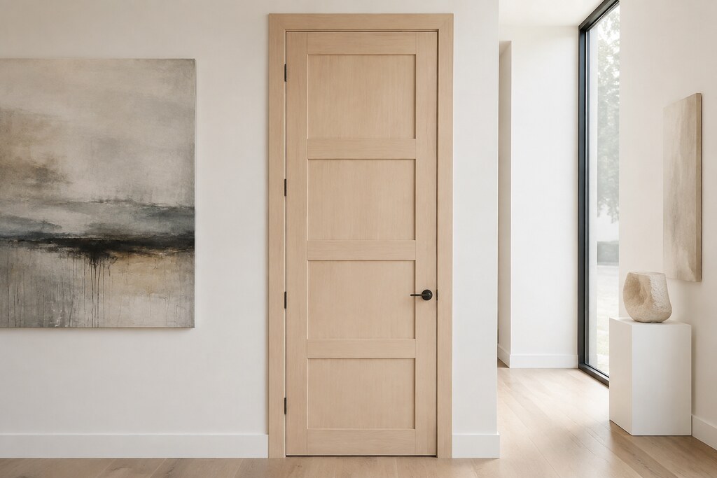 Solid Maple flat panel doors, custom handcrafted by Estate Millwork