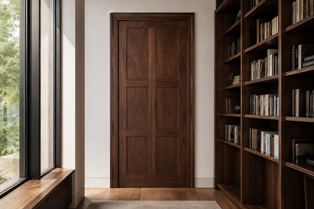 Solid Spanish Cedar flat panel doors, custom handcrafted by Estate Millwork