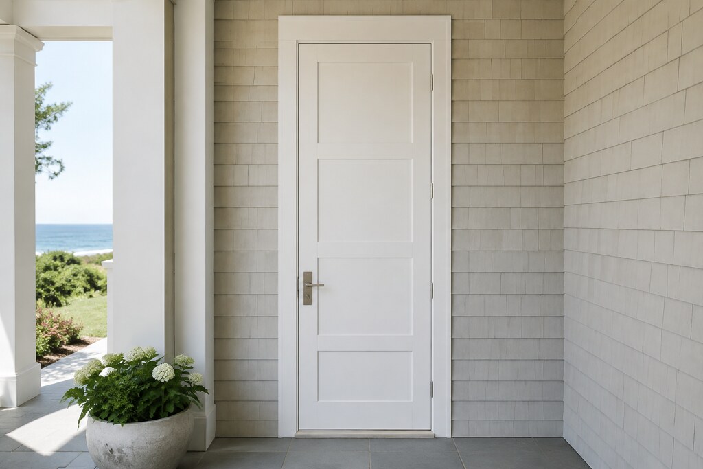 Solid Teak flat panel doors, custom handcrafted by Estate Millwork