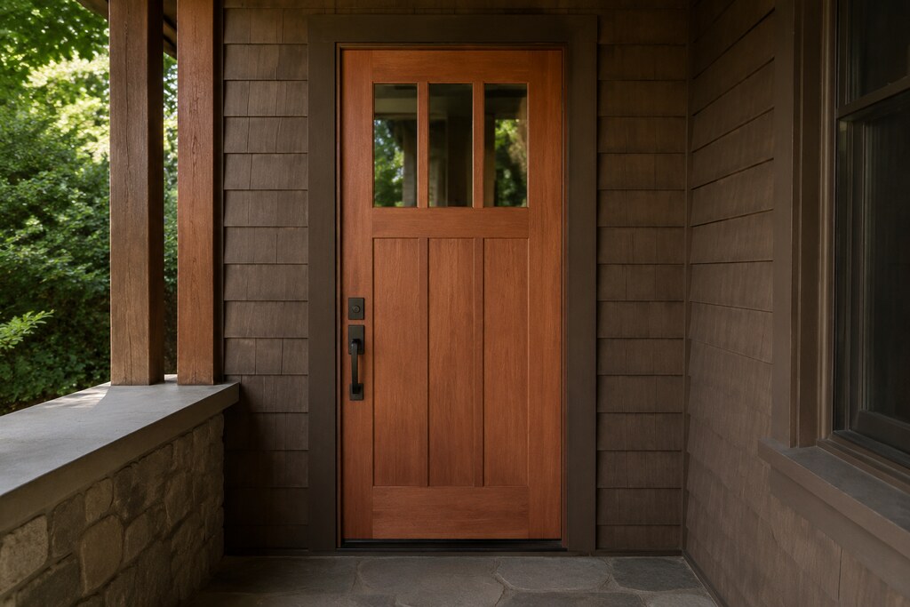 Solid Cypress mission doors, custom handcrafted by Estate Millwork