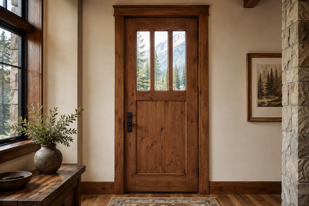 Solid Knotty Alder mission doors, custom handcrafted by Estate Millwork