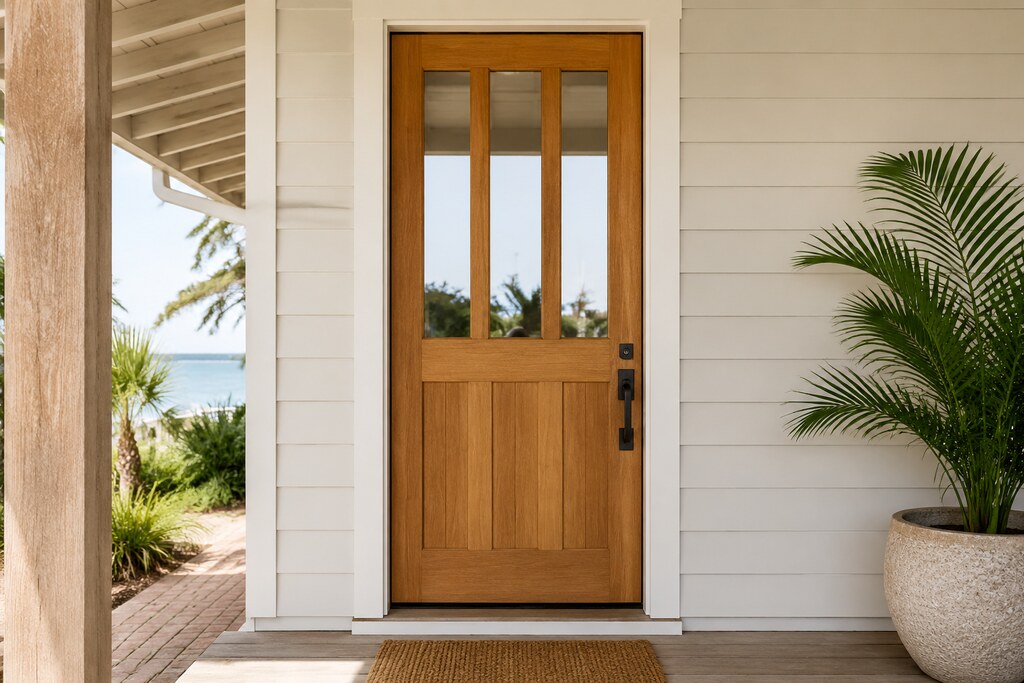 Solid Sapele mission doors, custom handcrafted by Estate Millwork
