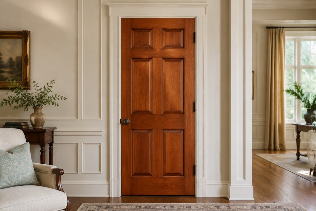 Solid Cherry raised panel doors, custom handcrafted by Estate Millwork