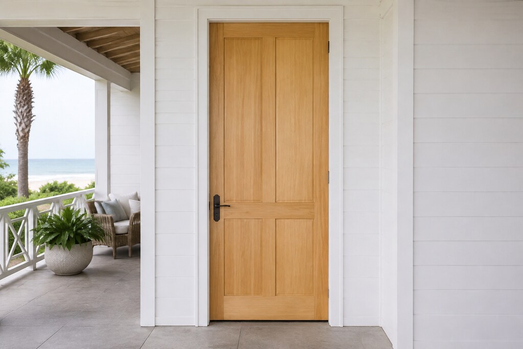 Solid Cypress raised panel doors, custom handcrafted by Estate Millwork