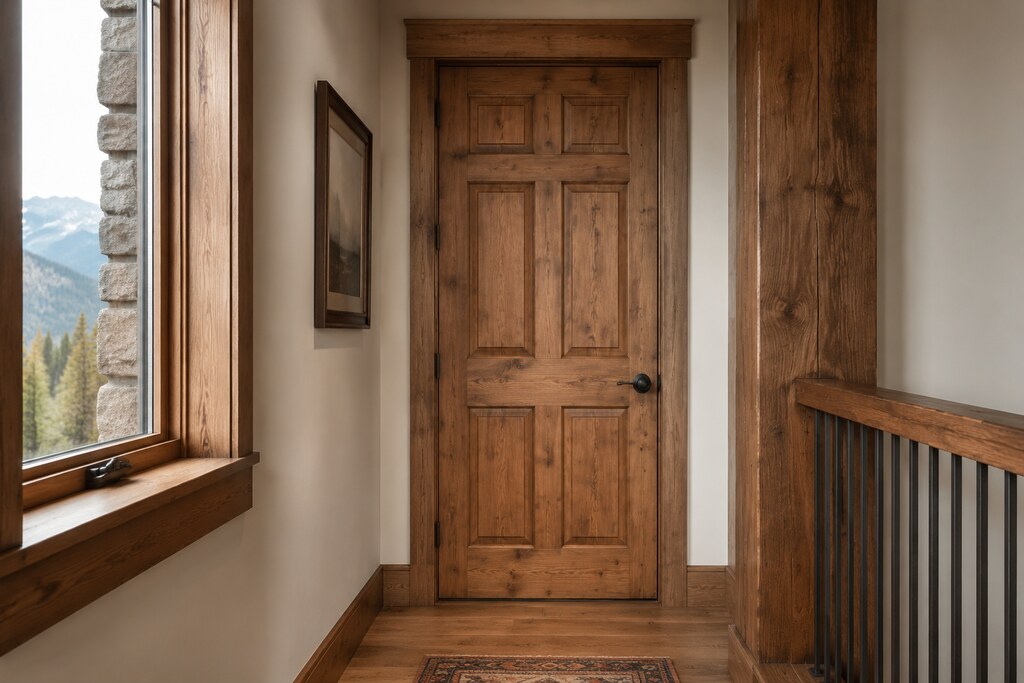 Solid Knotty Alder raised panel doors, custom handcrafted by Estate Millwork
