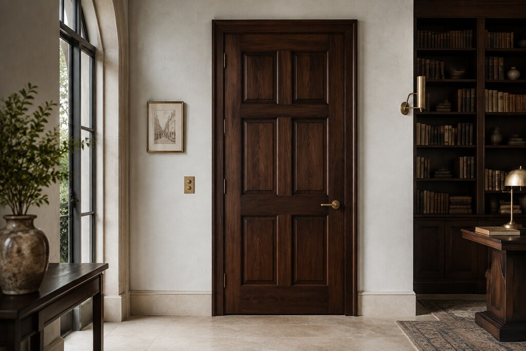 Solid Walnut raised panel doors, custom handcrafted by Estate Millwork