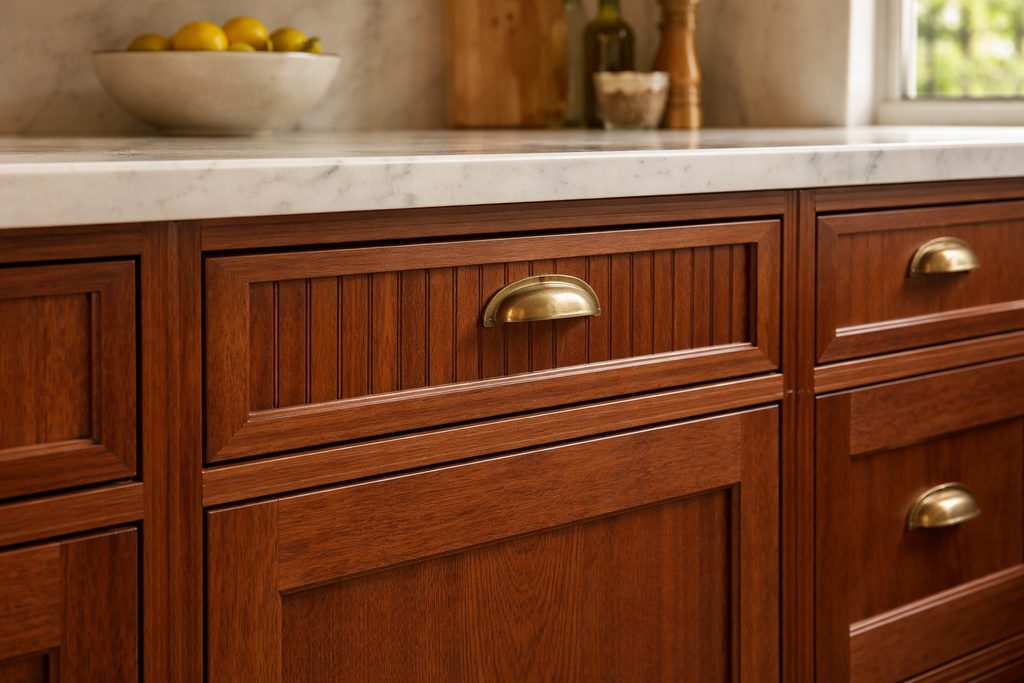 Sapele Beadboard Drawer Fronts