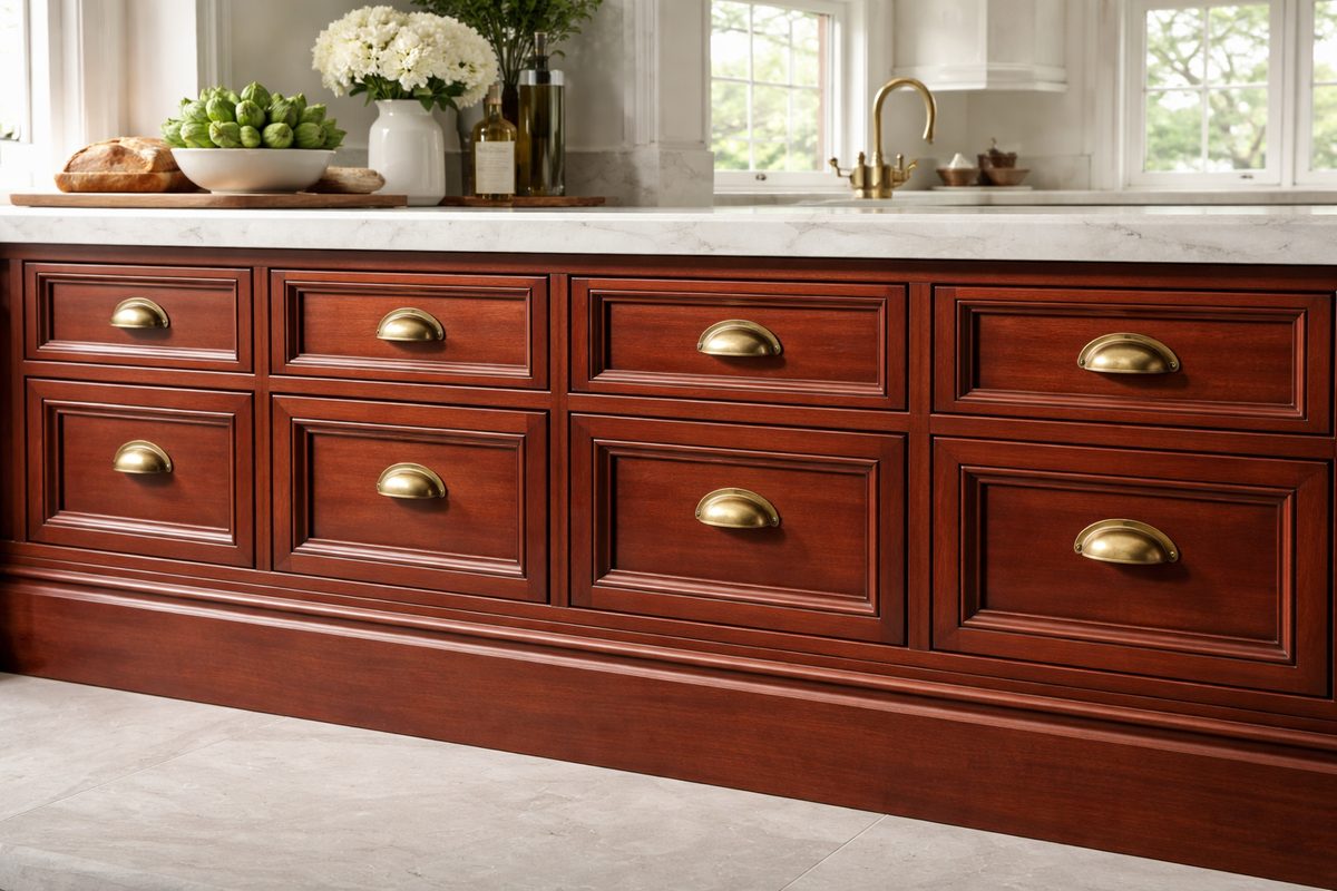 Custom solid-wood drawer fronts handcrafted by Estate Millwork