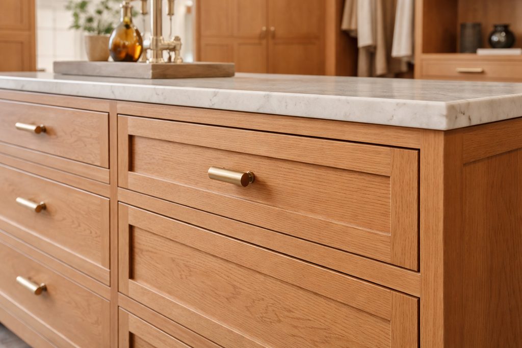 Red Oak Flat Panel Drawer Fronts