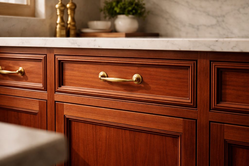 Solid Mahogany raised panel drawer fronts, custom handcrafted by Estate Millwork