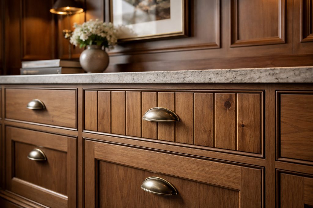 Knotty Alder V-Groove Drawer Fronts