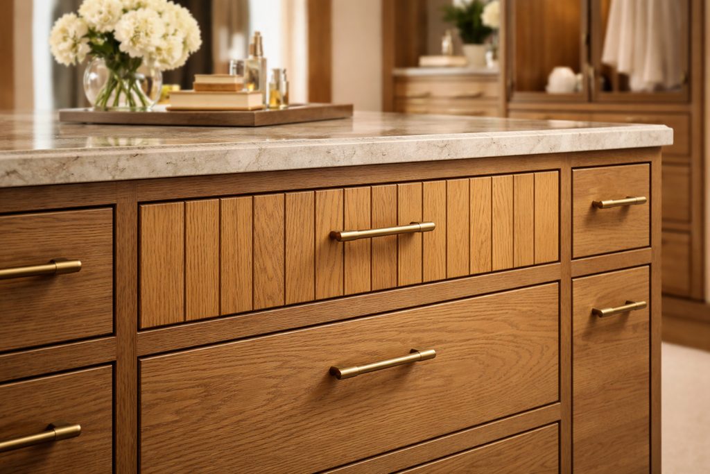 Red Oak V-Groove Drawer Fronts