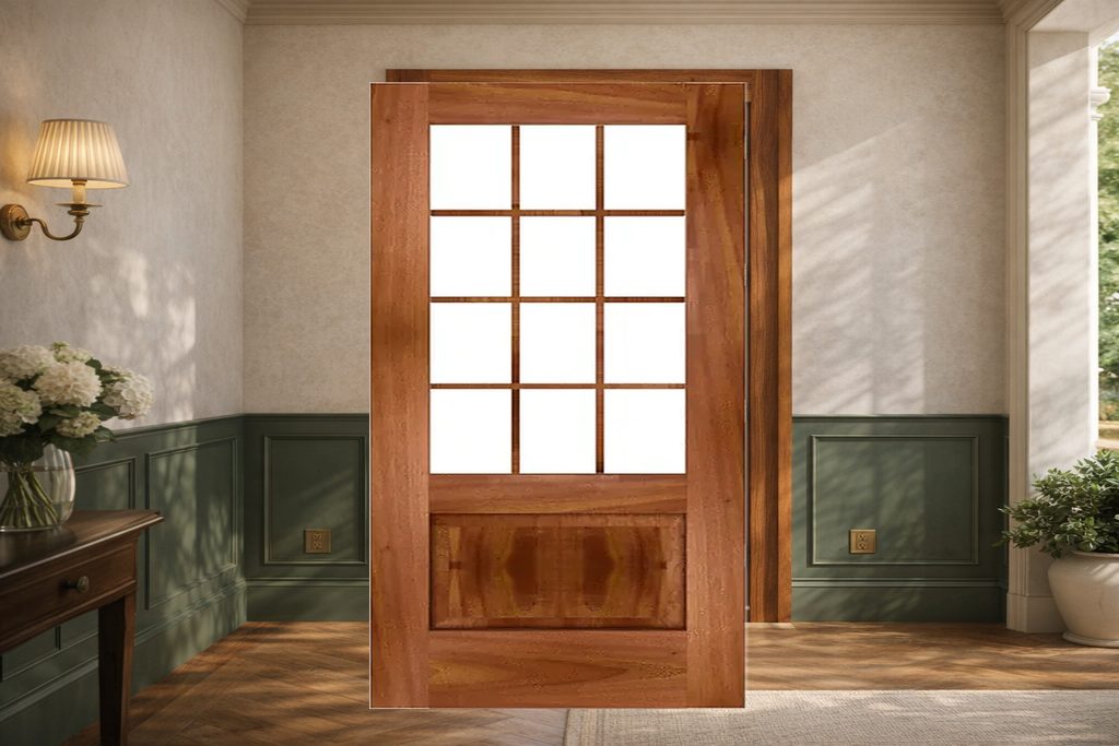 Solid Spanish Cedar french doors, custom handcrafted by Estate Millwork