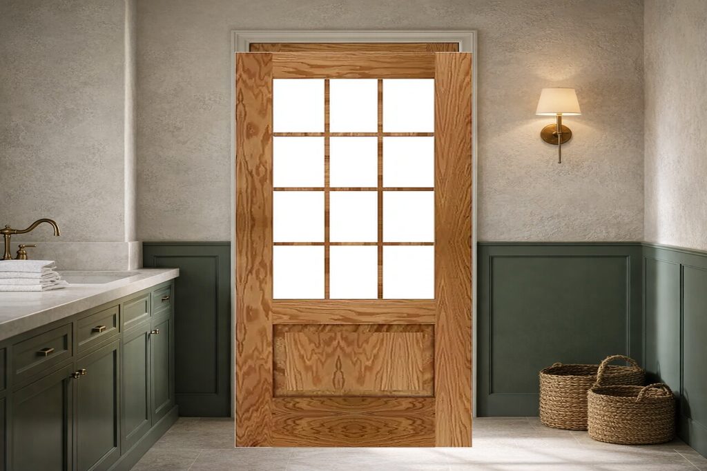 Solid White Oak french doors, custom handcrafted by Estate Millwork