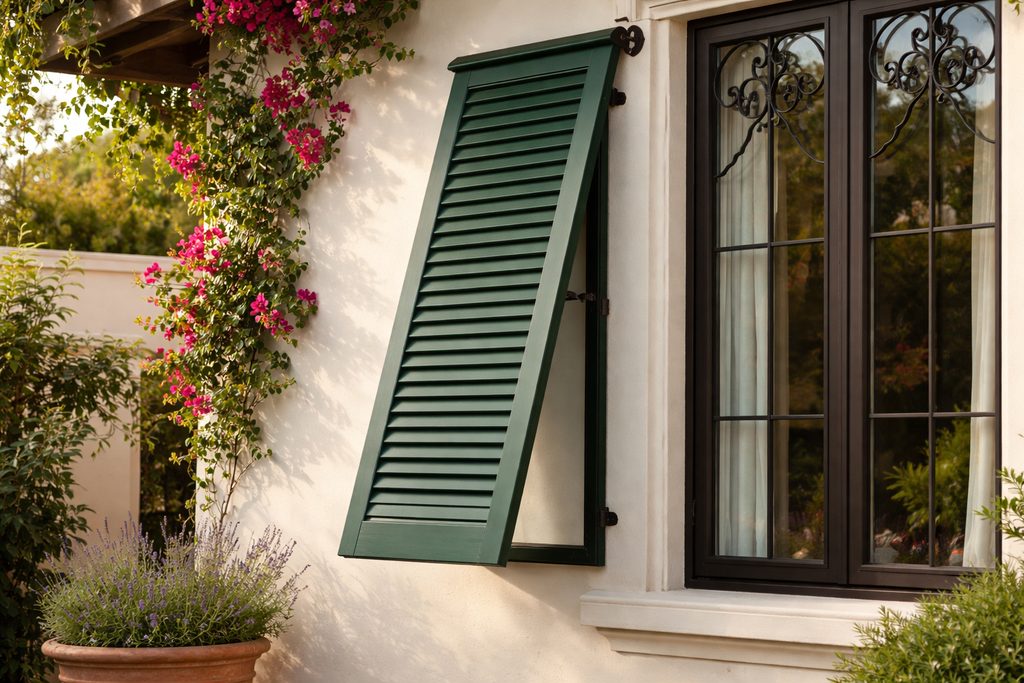 Solid Maple bermuda shutters, custom handcrafted by Estate Millwork