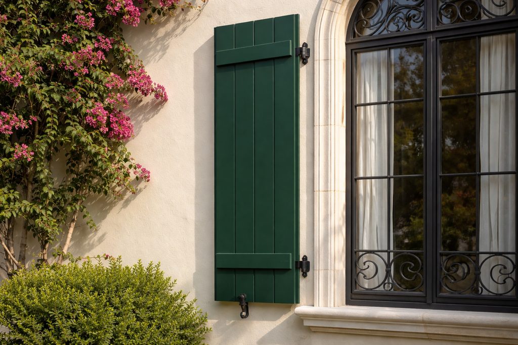 Cherry Board And Batten Shutters