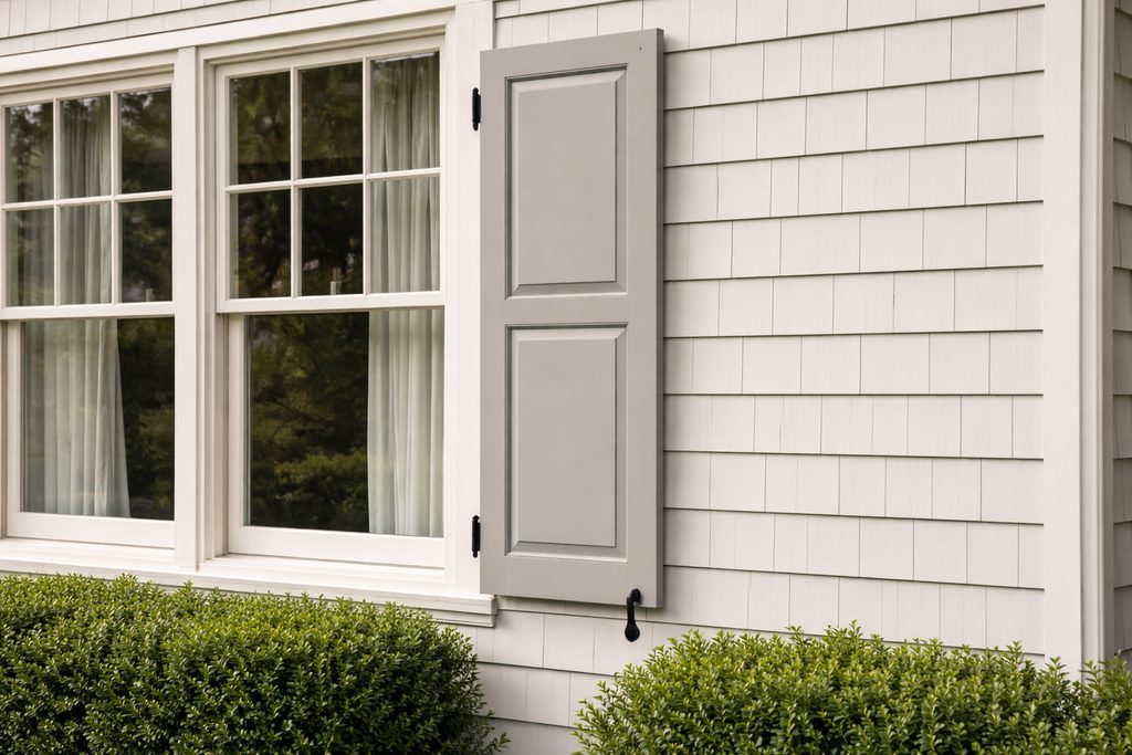 Solid Poplar flat panel shutters, custom handcrafted by Estate Millwork