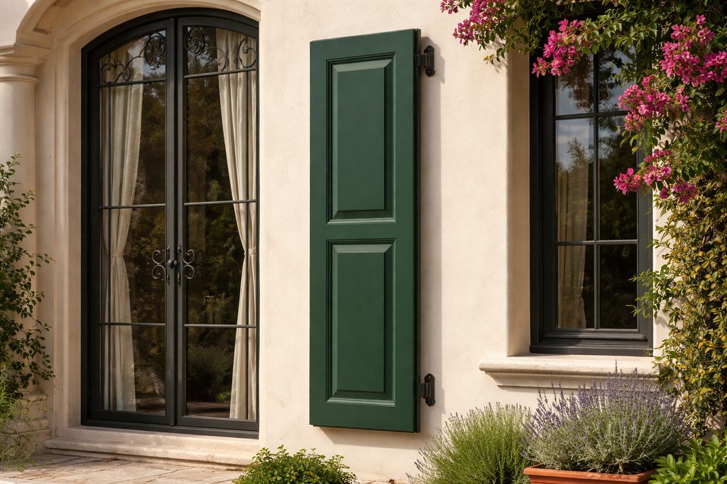 Solid Maple raised panel shutters, custom handcrafted by Estate Millwork