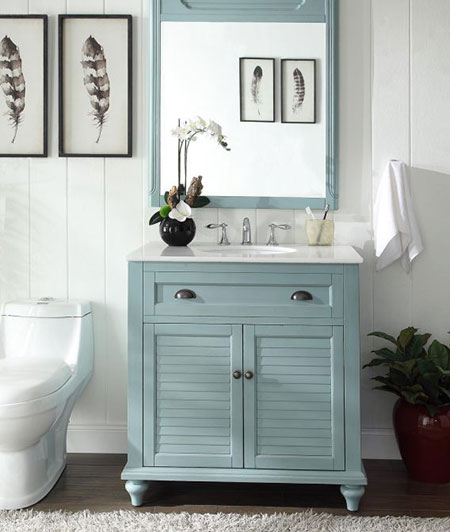 Bathroom Vanity with Flat Panel  Cabinet Doors and Drawer Front